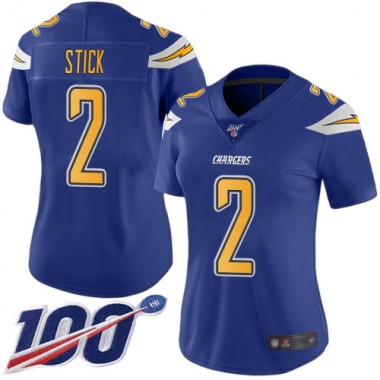 Los Angeles Chargers NFL Football Easton Stick Electric Blue Jersey Women Limited  #2 100th Season Rush Vapor Untouchable->los angeles chargers->NFL Jersey